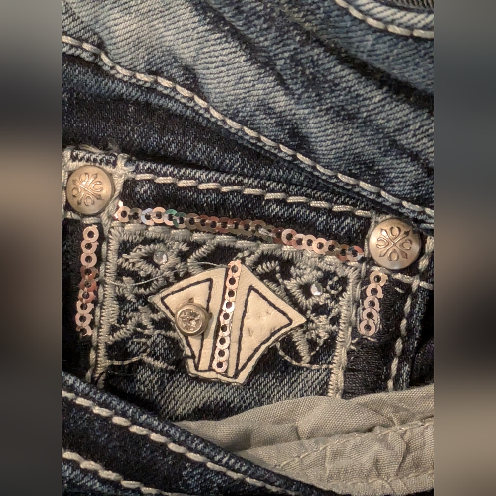 Women's Love Indigo Dark Wash Capris Denim Blue Jeans Stretch Sz: 4 Design Pants - Picture 10 of 14